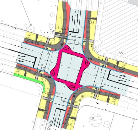 Aktueller Planungsentwurf der Neugestaltung der Kreuzung