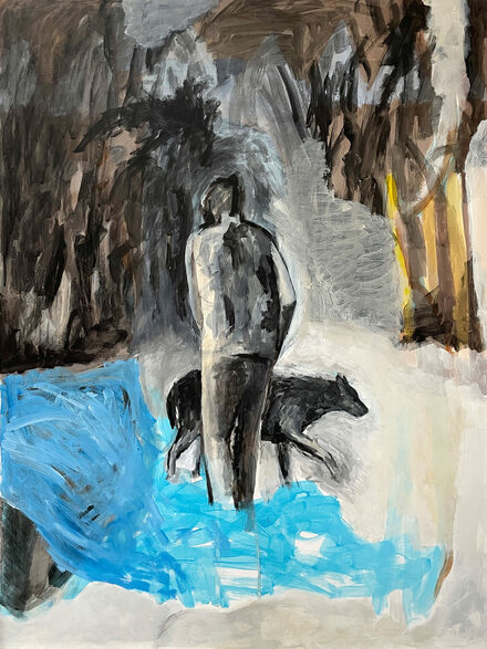 Susanne Hesch „Kreuzung“, 2025, Acryl auf Holz