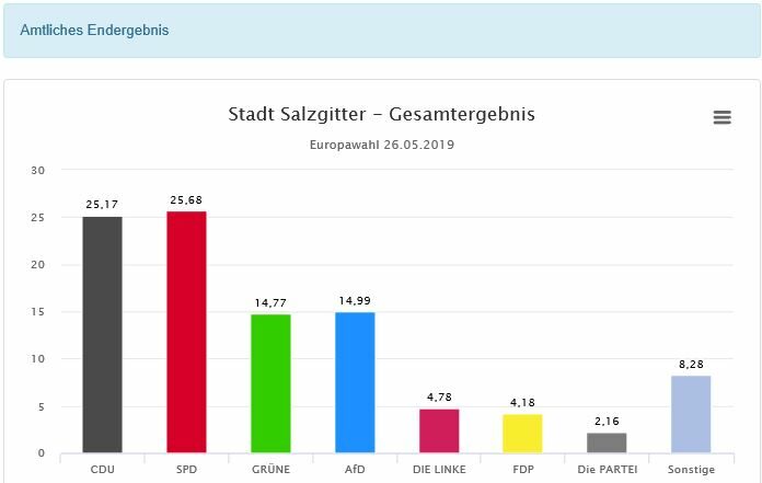 amtliches Endergebnis für die Stadt Salzgitter